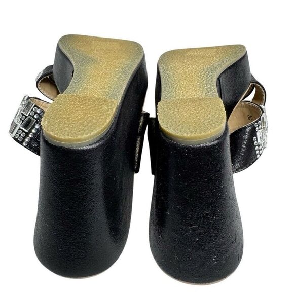Patrizia by spring step black Vegas crystal jeweled toe wedge sandals size 38 (7 - Picture 10 of 12